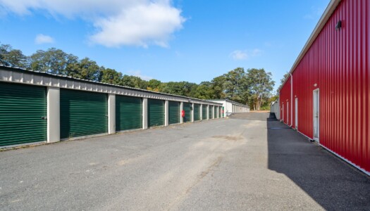 Row of drive-up storage units