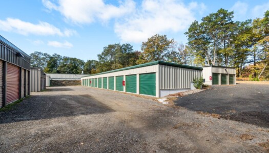 Row of drive-up storage units