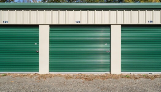 Row of drive-up storage units