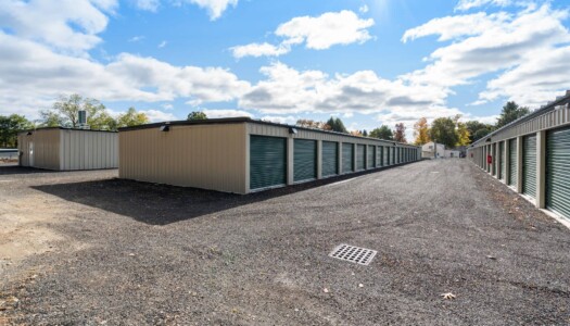 Row of drive-up storage units