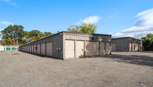 Row of drive-up storage units