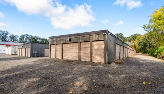Row of drive-up storage units